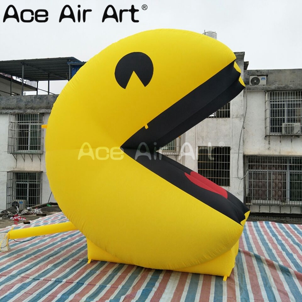 outdoor giant yellow inflatable pac man with air blower inflatable
