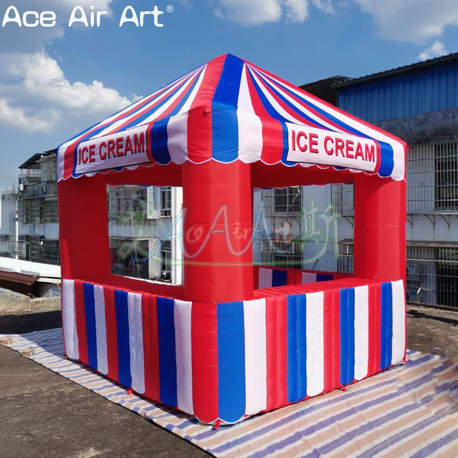 2022 High Quality Square Inflatable Kiosk Booth Ice Cream Concession Tent Stand Carnival Treat Shop For Candy Sale Made In China