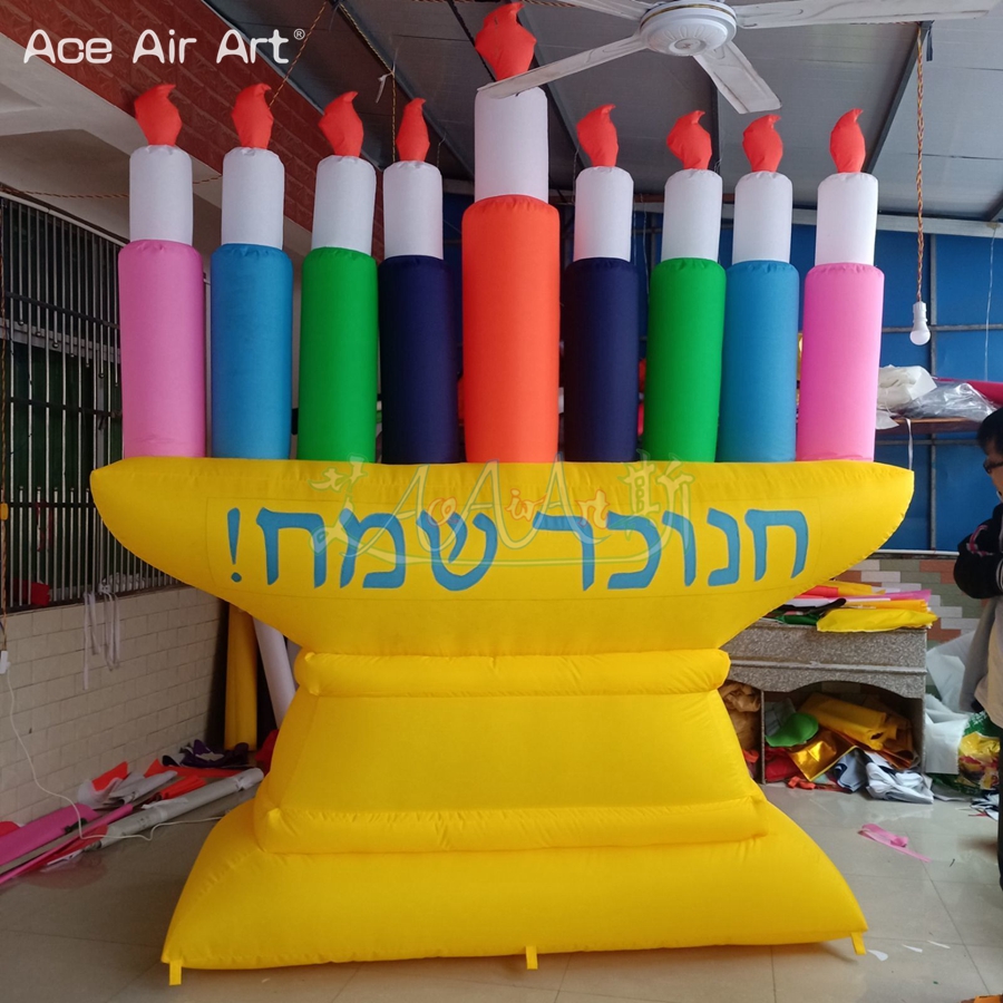 Ace Air Art 3mH Multi-color Inflatable Hanukkah Menorah For Hanukkah Celebration Event Decoration China Supply