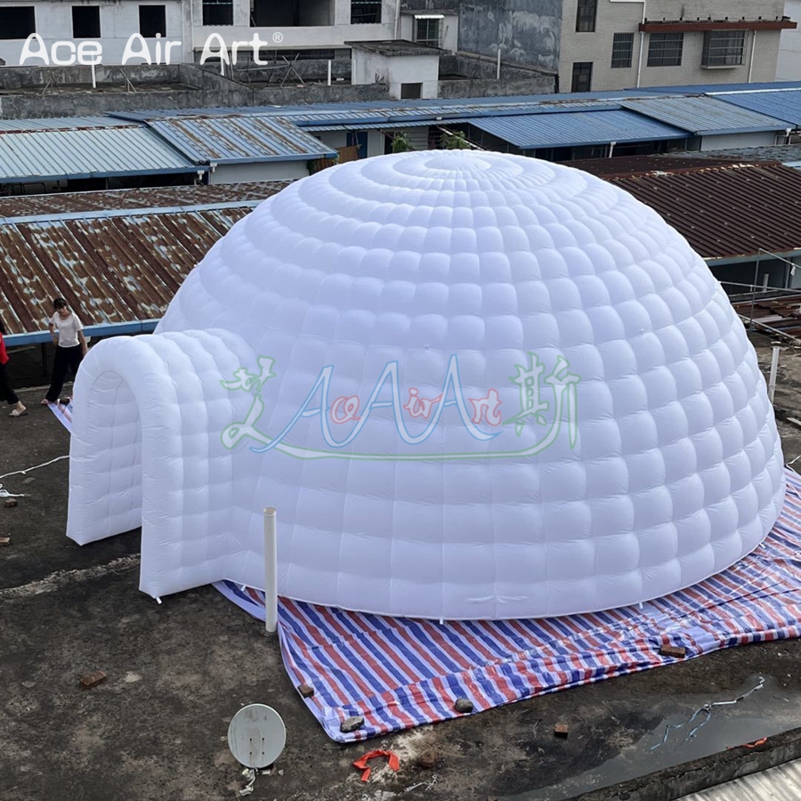 Inflatable 8 Meters Diameter Pure White Air Blown Dome Tent Igloo Tent For Night Club Family Party Ace Air Art Supply