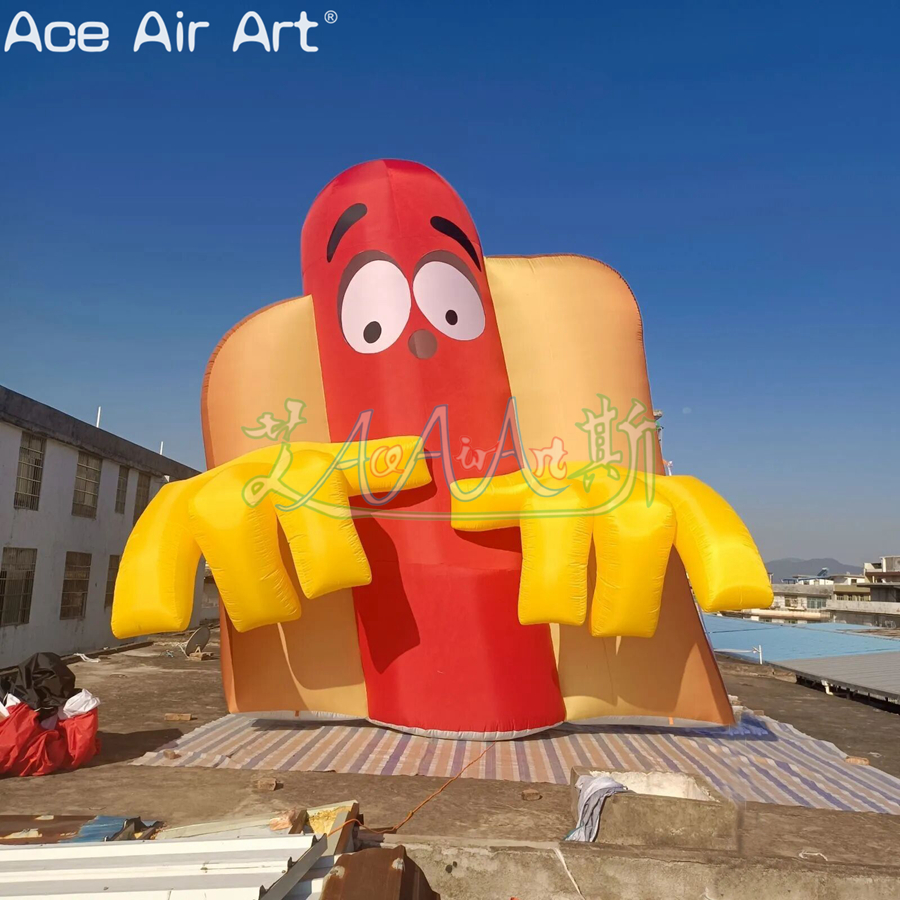 The Naughty and Funny Inflatable Hot Dog Model for Decoration of Hamburger Shop