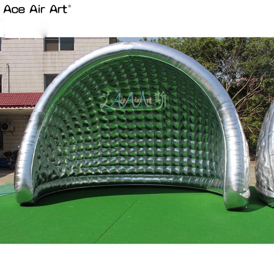 5m/6m/7mW Silver Inflatable Half Dome Tent, Luna Shelter For Outdoor Party Activity Break Ace Air Art Manufacture