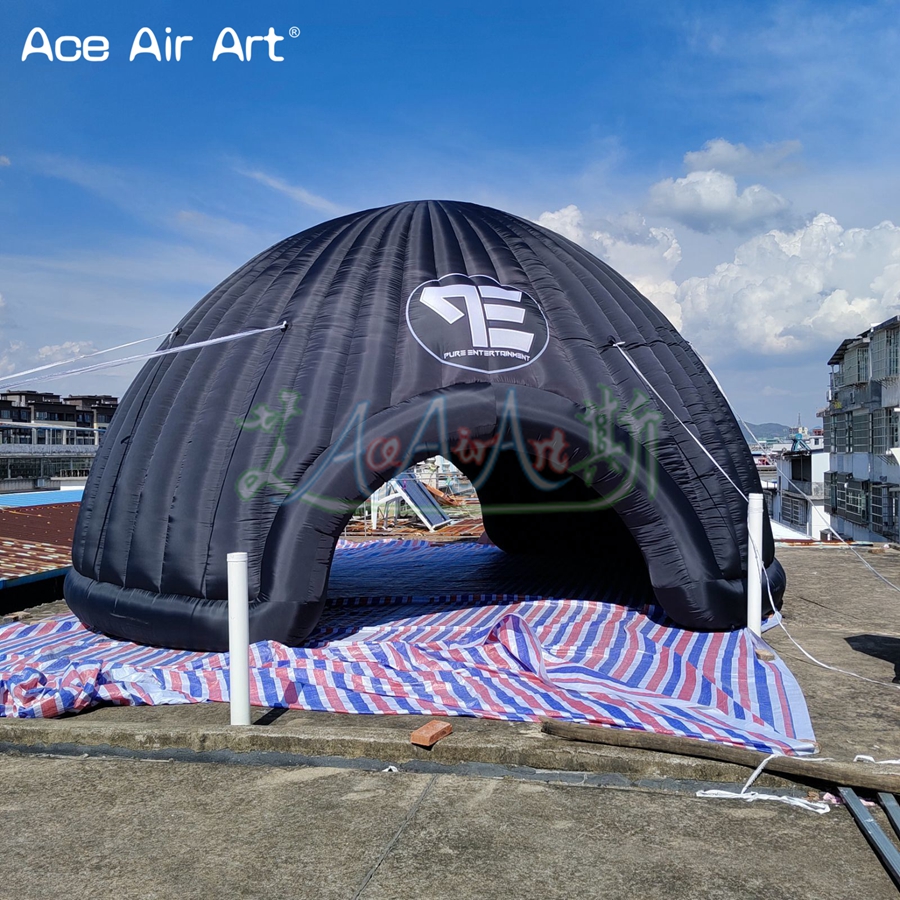 26.25ft Full Black Inflatable Igloo Dome Tent with Air Blower Inflatable House Tent for Party Wedding Show Event and Exhibition