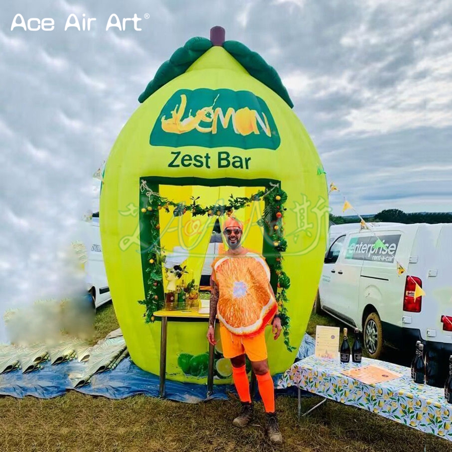 3X3X4mH Inflatable Lemonade Booth Bar Kiosk Food Shop Concession Drink Booth Lemonade Promotion