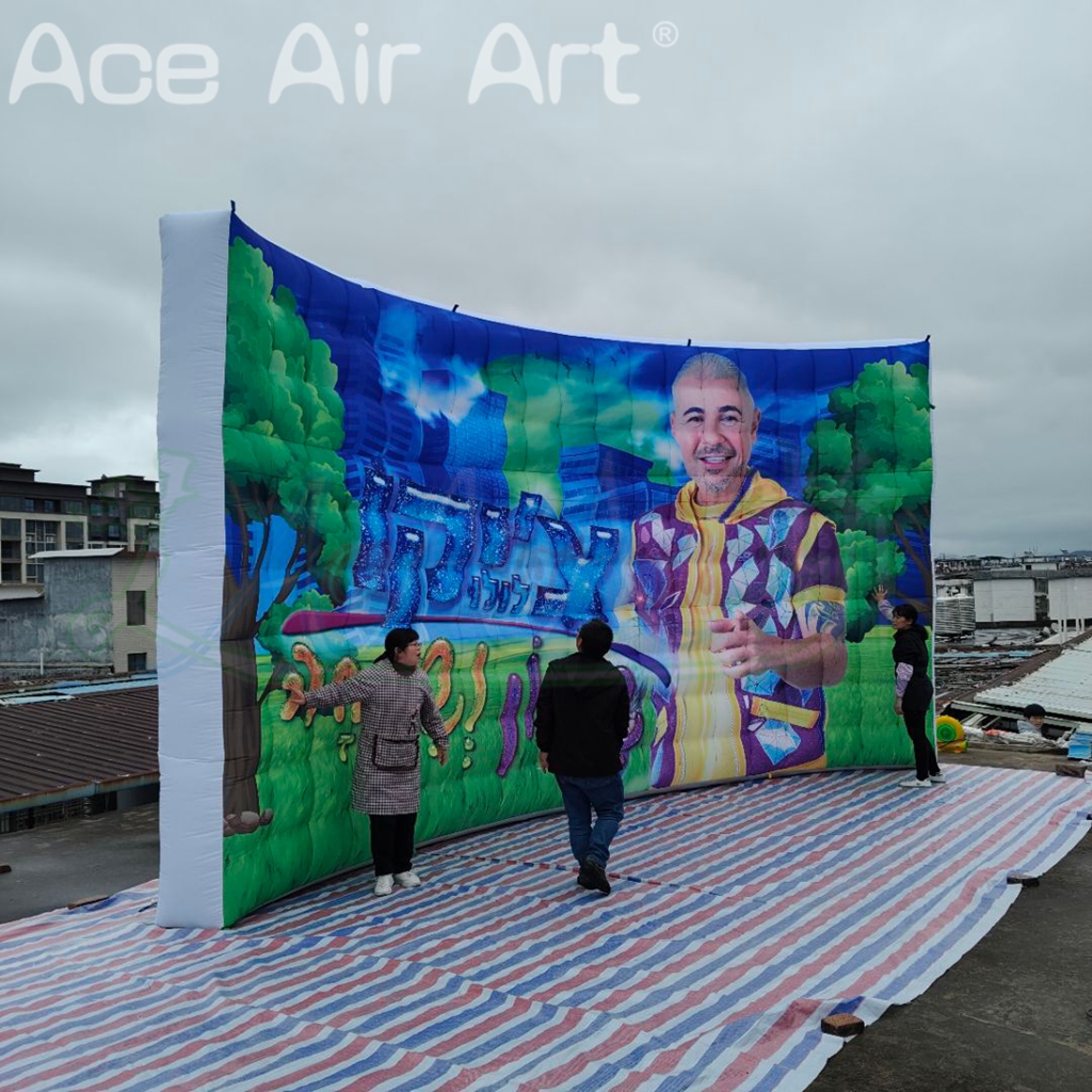 LED Lighted Inflatable Stage Background Logo Wall Props Custom Colorful Lighting Inflatable Photo Booth Wall