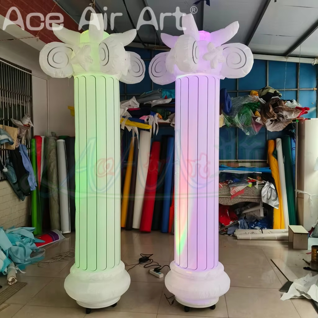 2.4mH Inflatable Roman Pillars Wedding Decoration Pillar Light Inflatable Roman Column With Led Lights