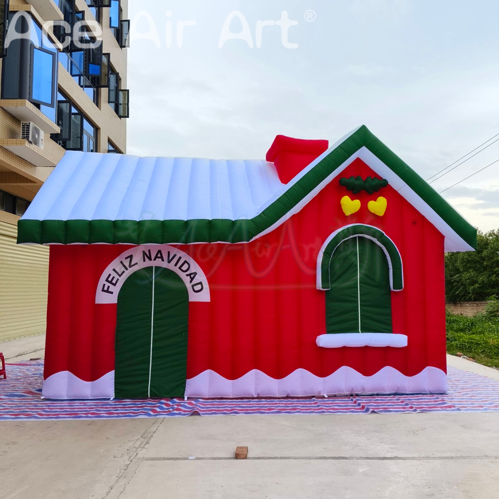 Inflatable Christmas Houses Santa Claus Christmas Advertising Inflatable Santa Grotto Tent for Event Decoration