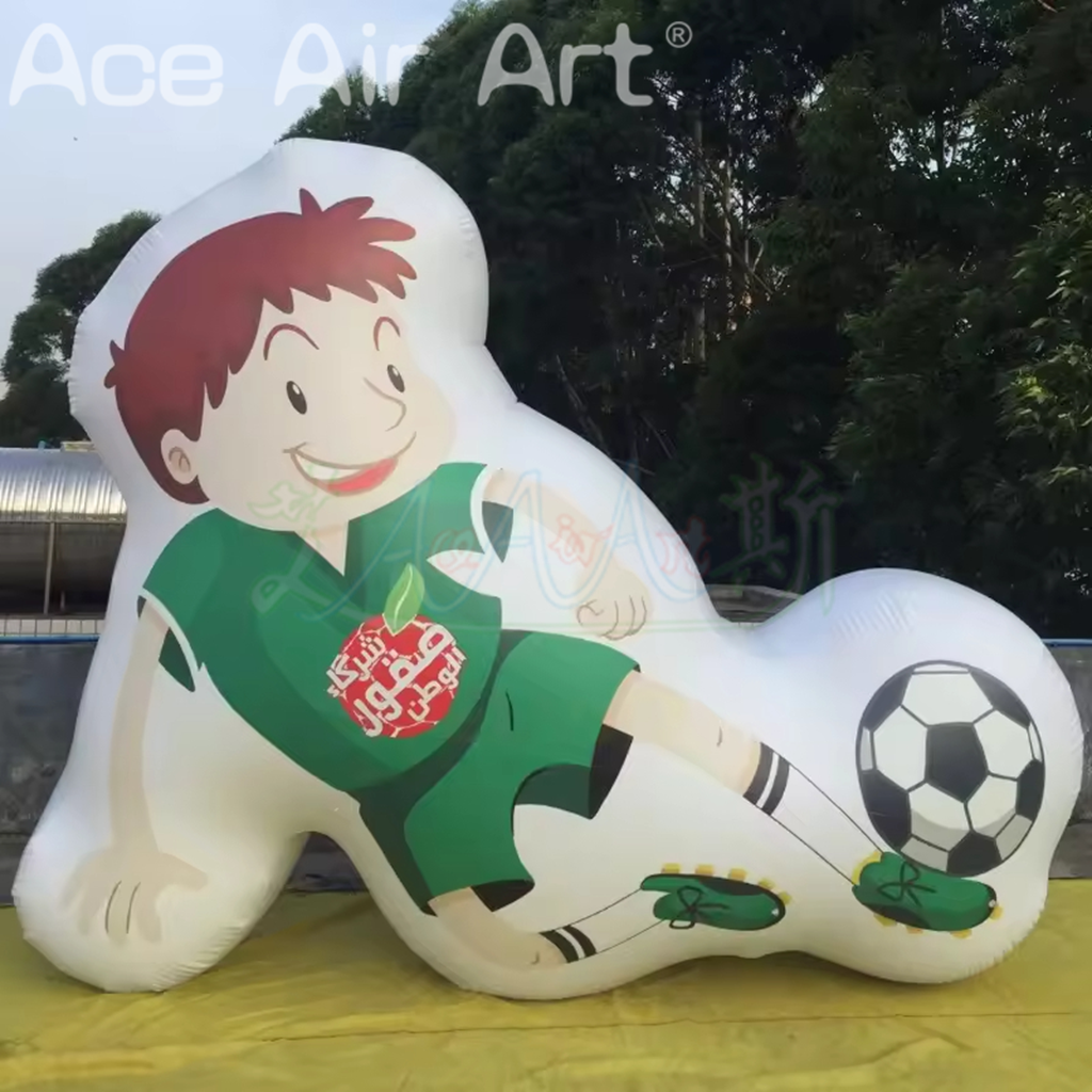 Custom Advertising Wonderland Inflatable Cartoon Character with Football Model Inflatable Football Human Balloon for Decoration
