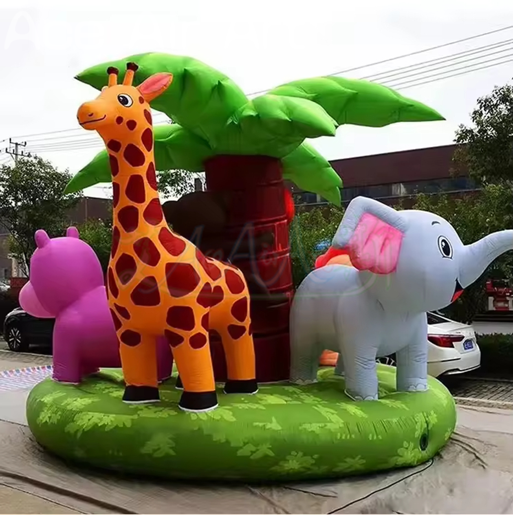 Advertising Inflatable Amusement Park Zoo Large Inflatable Zoo Animal Elephant Lion Giraffe Zoo Inflatables for Kids
