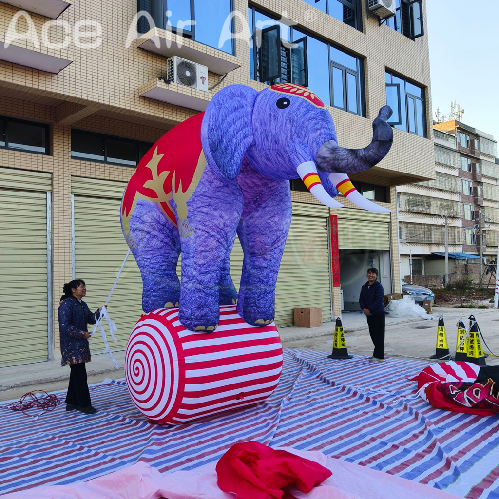 Custom Inflatable Mascot Animal Model Circus Props Giant Led Inflatable Elephant on Drum for Stage Event Performance
