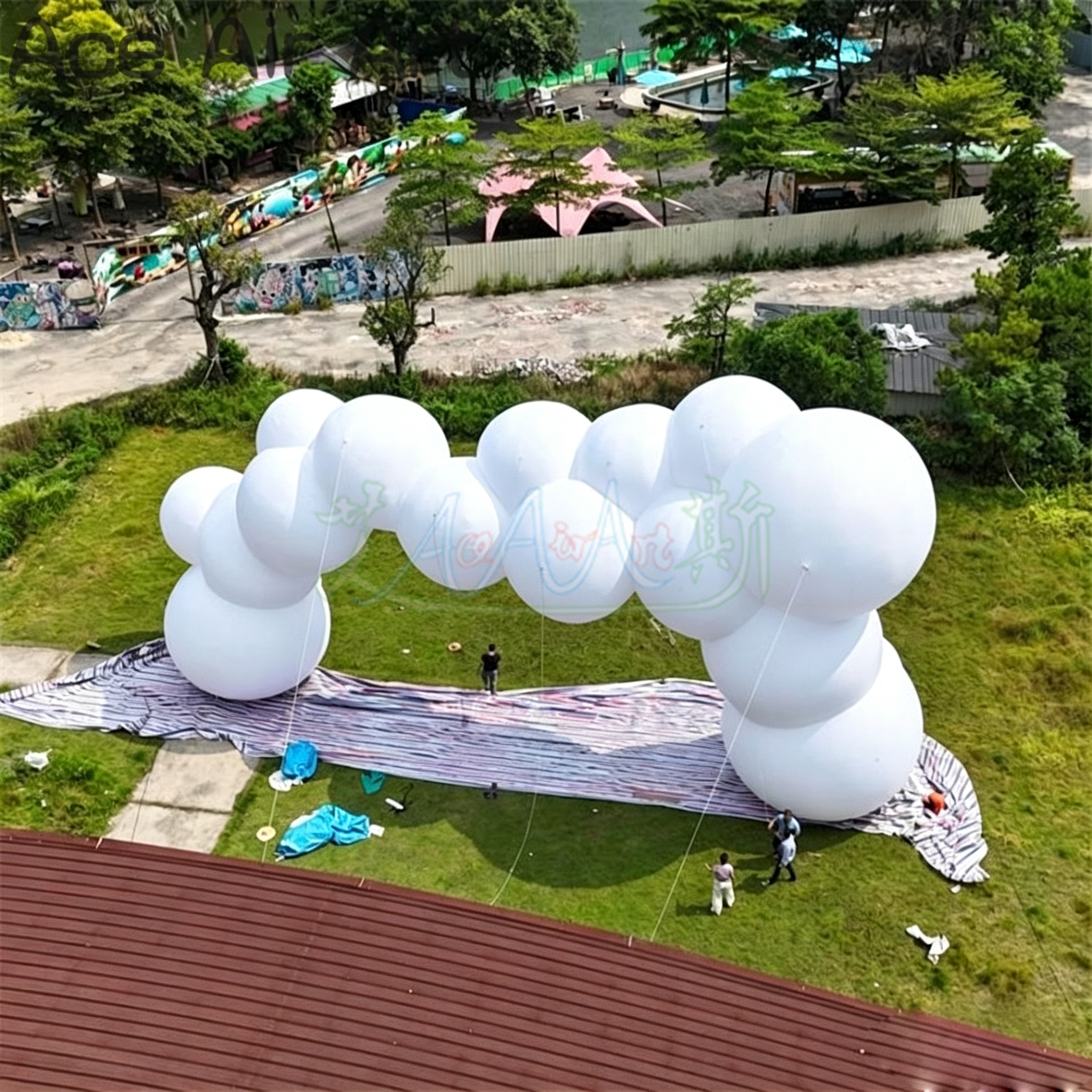 Giant Inflatable Cloud Archway White Bubble Entrance Gate for Outdoor Wedding and Event Decoration