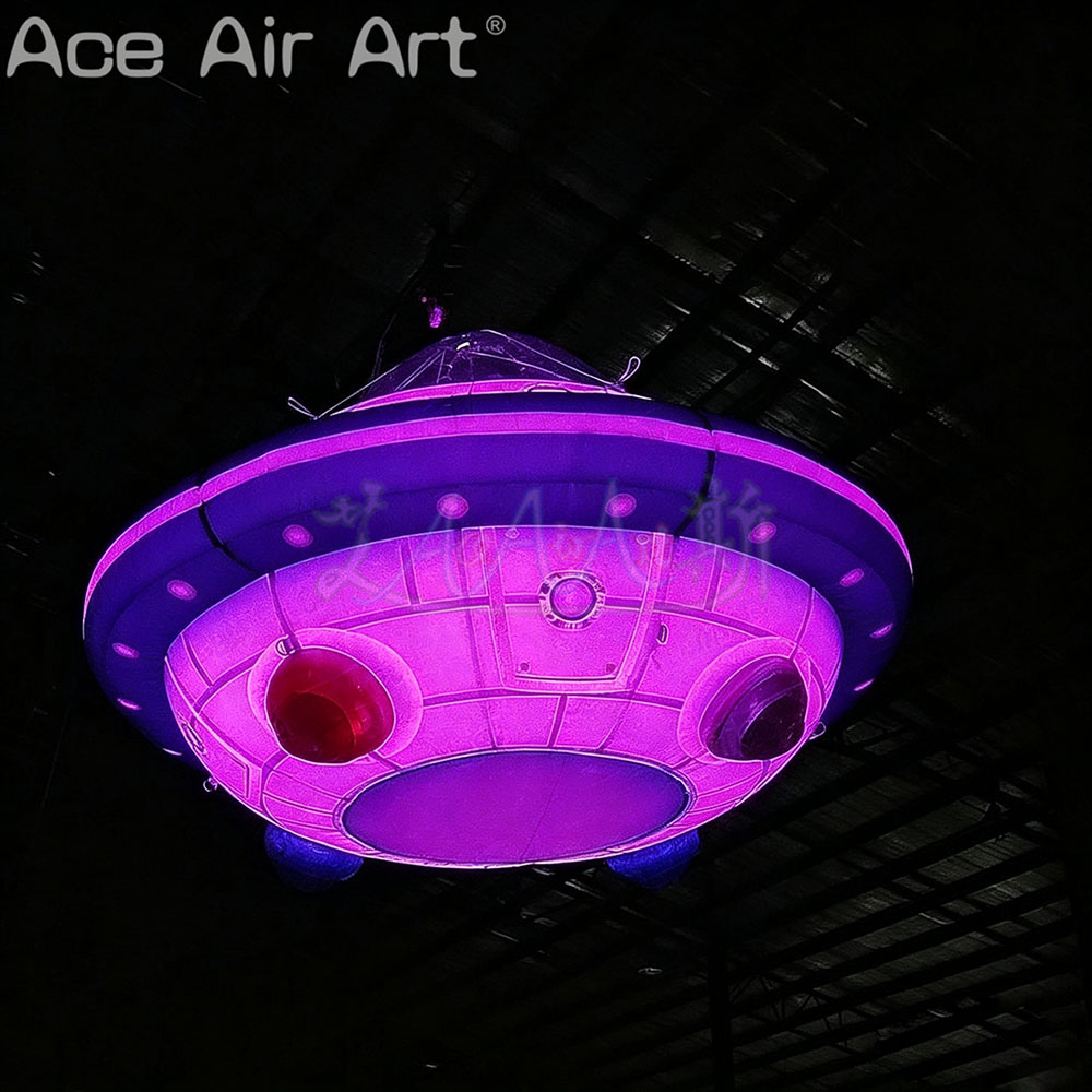 Giant Inflatable UFO Spaceship Model with Clear Dome Cockpit for Sci-Fi Exhibition and Mall Decoration