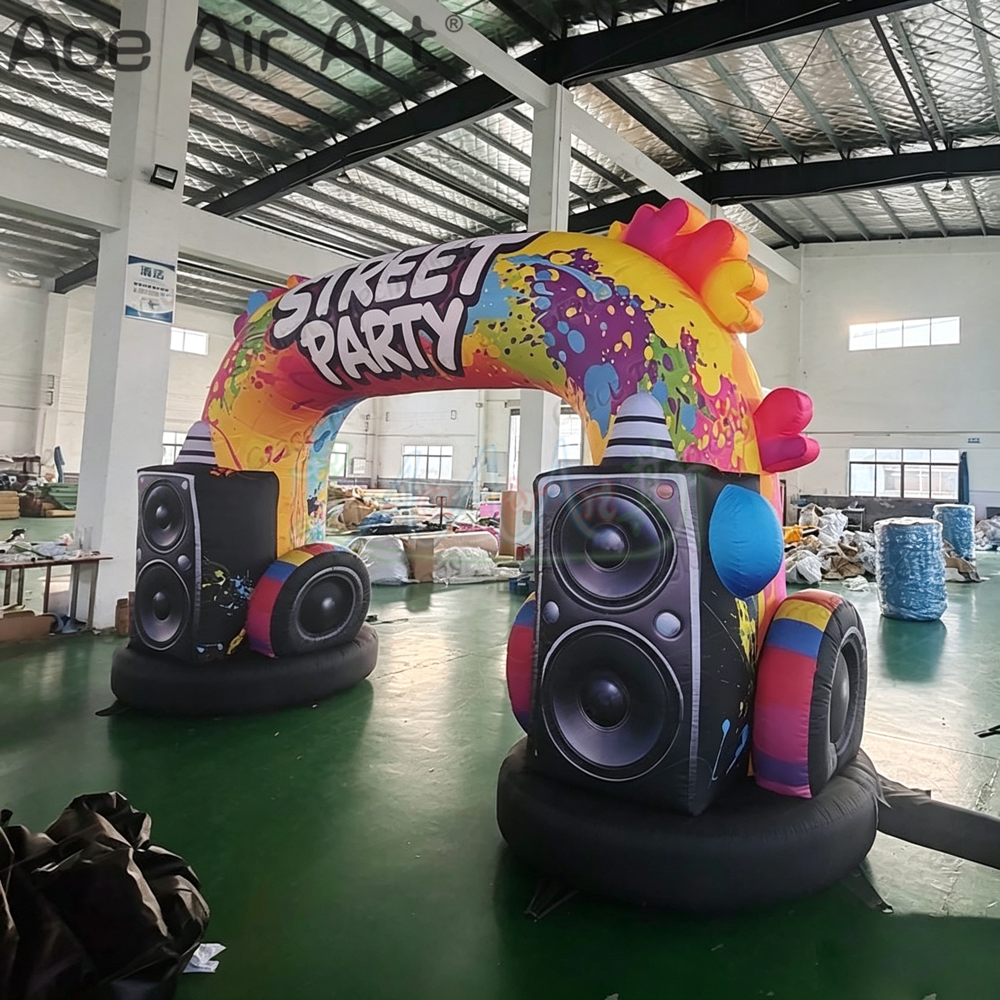 Giant Inflatable Street Party Archway with 3D Boombox Speakers Graffiti Blow up Arch for Music Festival Entrance